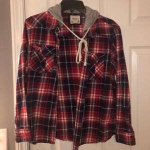 Flannel jacket with hood